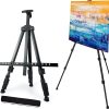 Black easels for paintings