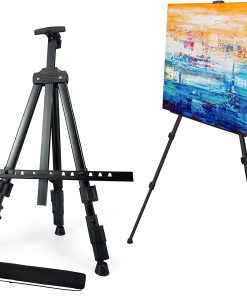 Black easels for paintings