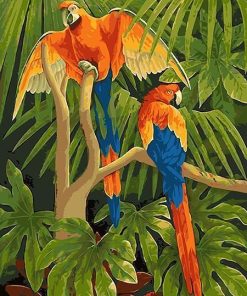 Macaw Parrots in Jungle paint by numbers