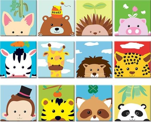 Cute Animals Modern Wall Art Kids Paint - DIY Paint By Numbers - Numeral Paint