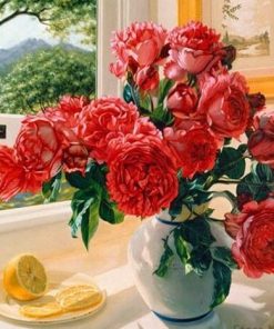 Red Peony Flowers paint by numbers