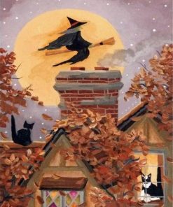 vintage halloween witch paint by numbers