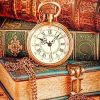 Aesthetic Vintage Clock and Books NEW Paint By Numbers