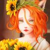 Pretty Sunflowers Girl paint by numbers