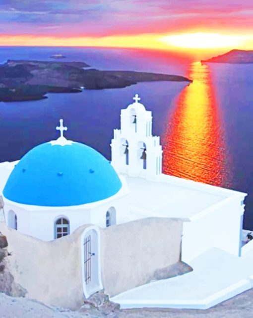 Santorini City Sunrise paint by numbers