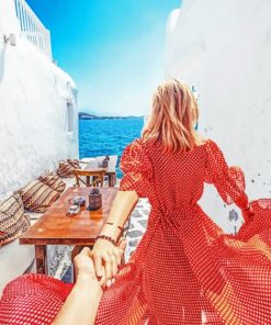 Follow Me To Santorini Greece Europe Paint by numbers