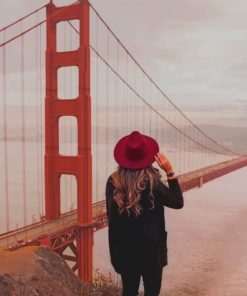 Girl Watching Golden Gate Bridge paint by numbers