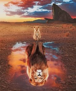 Lion Reflection In Water paint by numbers