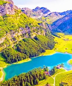 Seealpsee Lake Switzerland paint by numbers