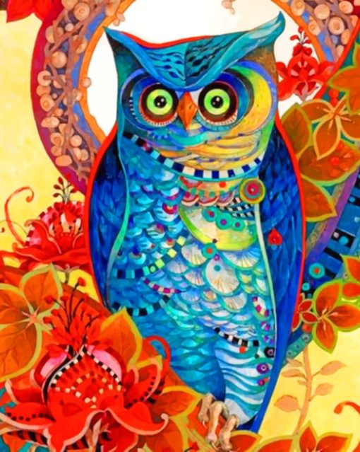 Abstract Colorful Owl paint by numbers