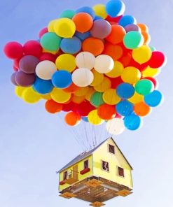 Flying House Balloons paint by numbers