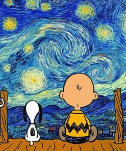 Starry Night Snoopy and Charlie Brown Paint by numbers