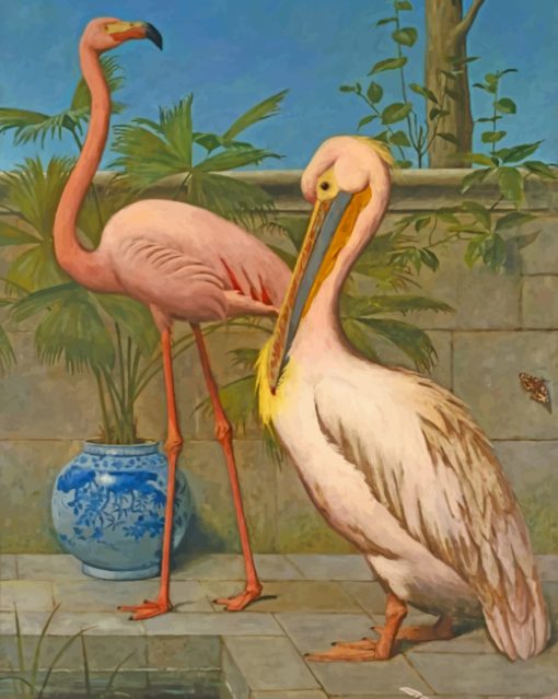 Flamingo And Pelican paint by number