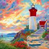 Lighthouse At Sunset Paint by numbers