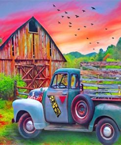 Old Truck And Barn Paint by numbers