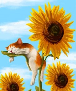 Cat on Sunflower paint by number