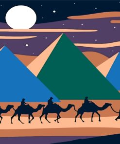 Camels In Desert Illustration Paint by numbers