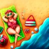 Fat Lady In Beach Paint by Numbers