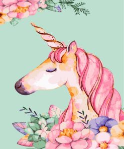 Floral Unicorn Paint by numbers