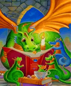 dragon-reading-a-story-to-his-babies-paint-by-numbers