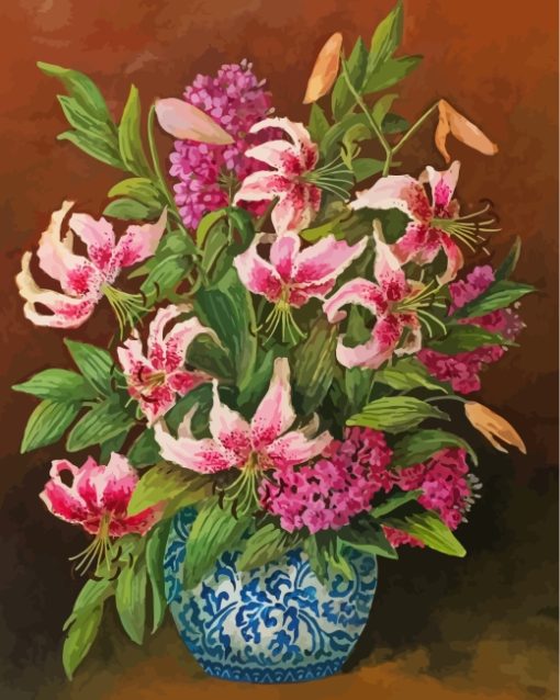 Pink Lilies Still Life Paint by number