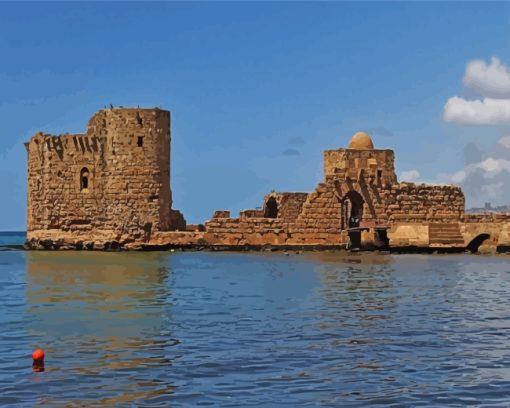 Sidon Sea Castle Lebanon Paint by numbers