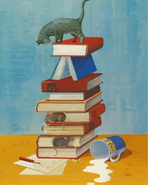 books-with-mice-and-cat-paint-by-numbers