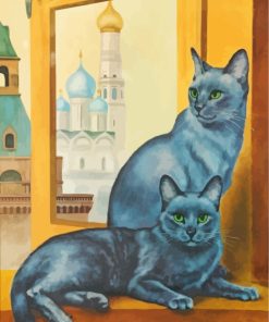 Cute Russian Blue Cats Paint by numbers