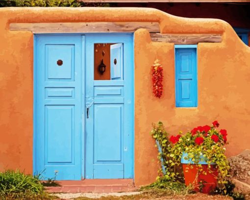 Adobe House Door paint by numbers