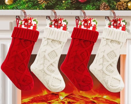 Christmas Stockings paint by numbers