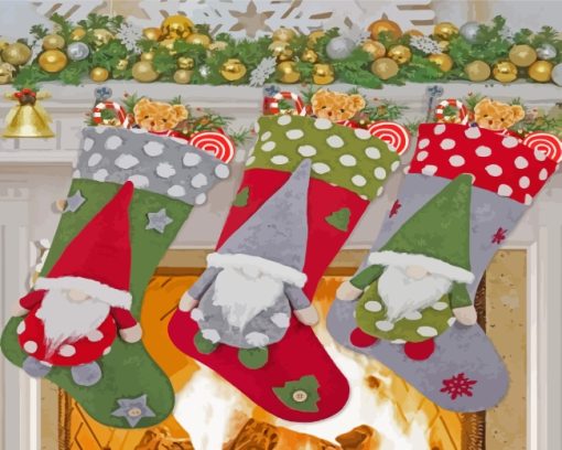 Beautiful Christmas Stockings paint by numbers