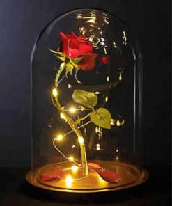 Beauty And The Beast Rose In Glass Art paint by numbers