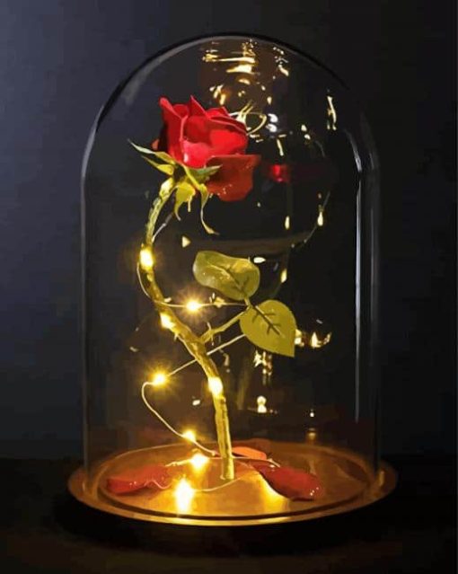 Beauty And The Beast Rose In Glass Art paint by numbers