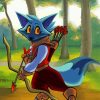 Blue Fox In Forest paint by numbers