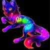 Colorful Neon Wolf paint by numbers