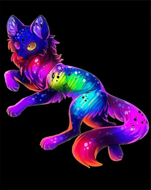 Colorful Neon Wolf paint by numbers