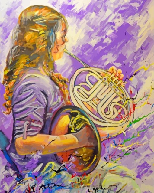 Girl Playing Tuba Art paint by numbers