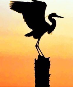 Great Blue Heron Silhouette paint by numbers