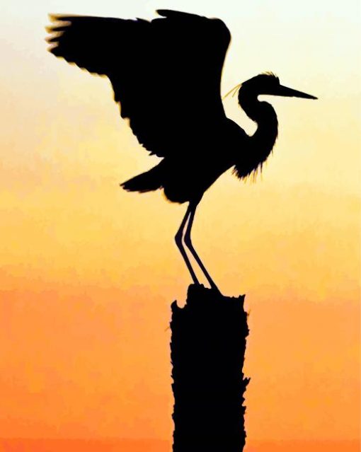 Great Blue Heron Silhouette paint by numbers