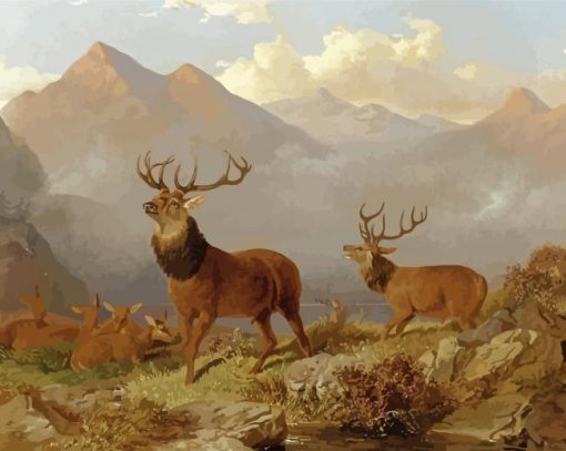 Highland Landscape With Stag paint by numbers