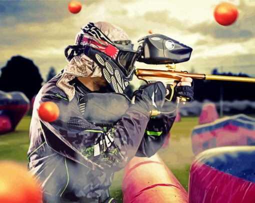 Paintball Player paint by numbers