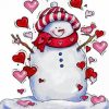 Snowman Hearts paint by numbers