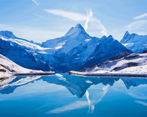 Snowy Swiss Alps paint by numbers