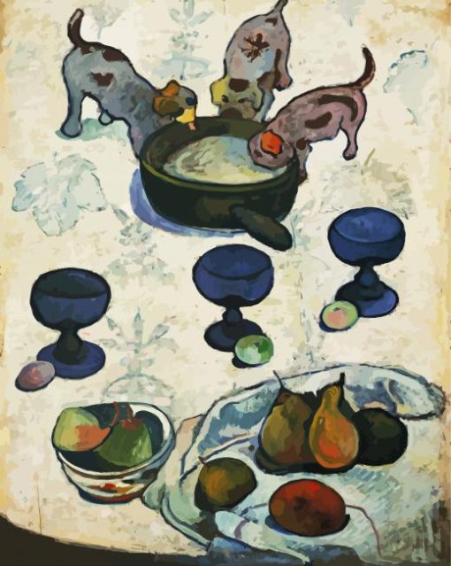 Still Life With Three Puppies By Gaugin paint by numbers