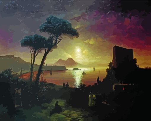 The Bay Of Naples At Moonlit Night paint by numbers