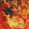 Woman Burning Sugar Skull paint by numbers