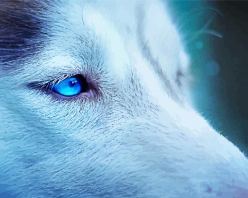 Blue Eyes Ice Wolf paint by numbers