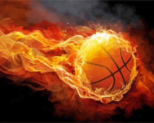 Flaming Basketball paint by numbers