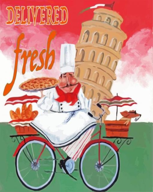 Italian Chef On A Bicycle paint by numbers