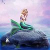 Little Girl Mermaid On Rock paint by numbers